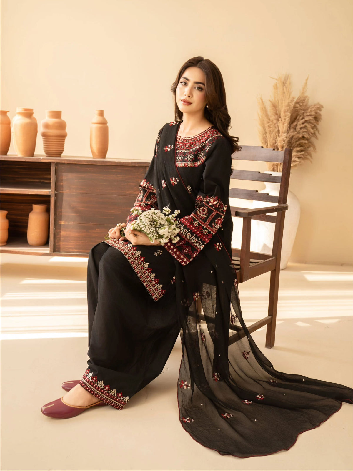 Siyah Gul – Cotton Embroidered 3PC