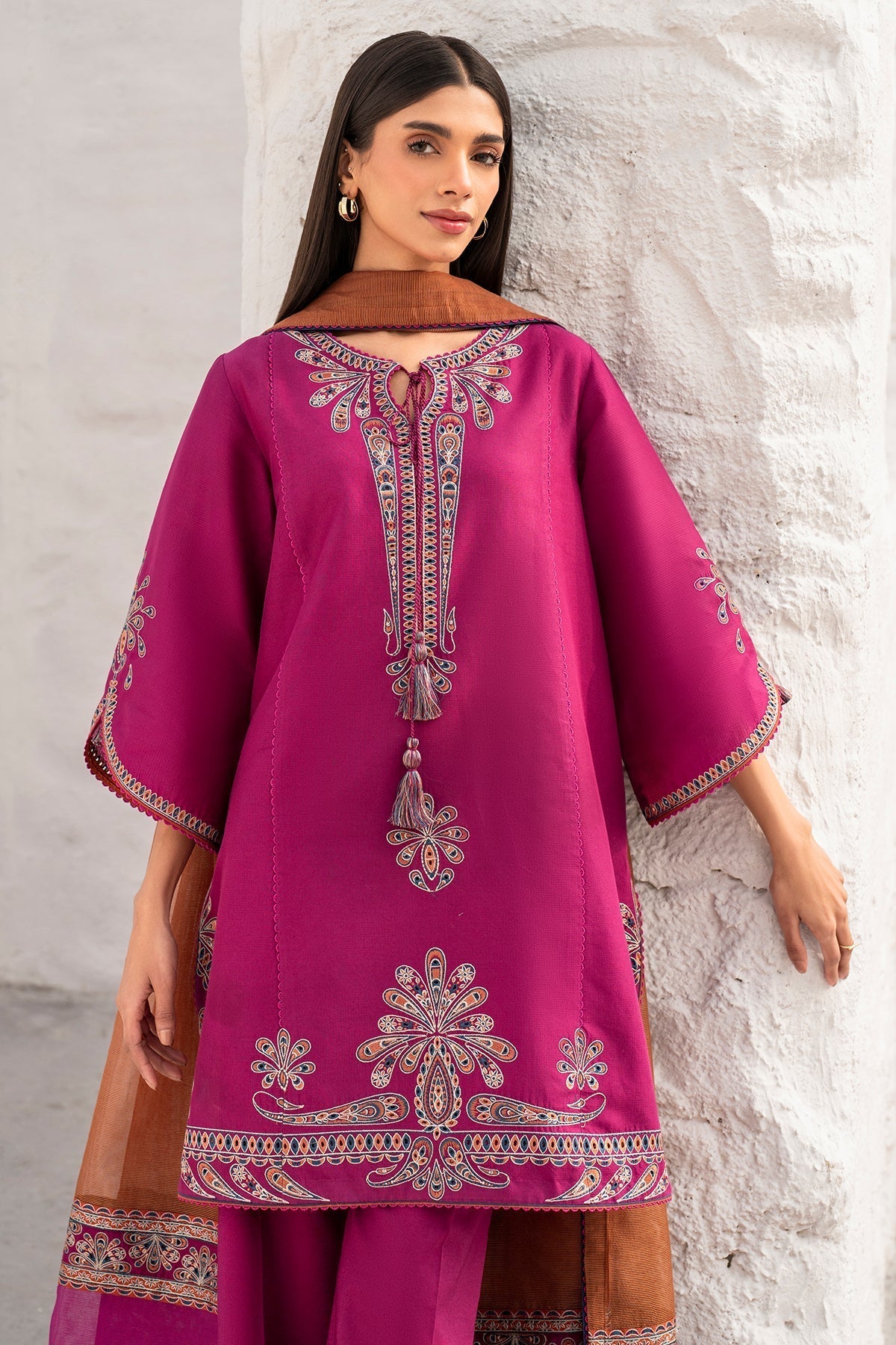 JAZMIN - Dhanak 3-Piece Unstitched Embroidered Suit