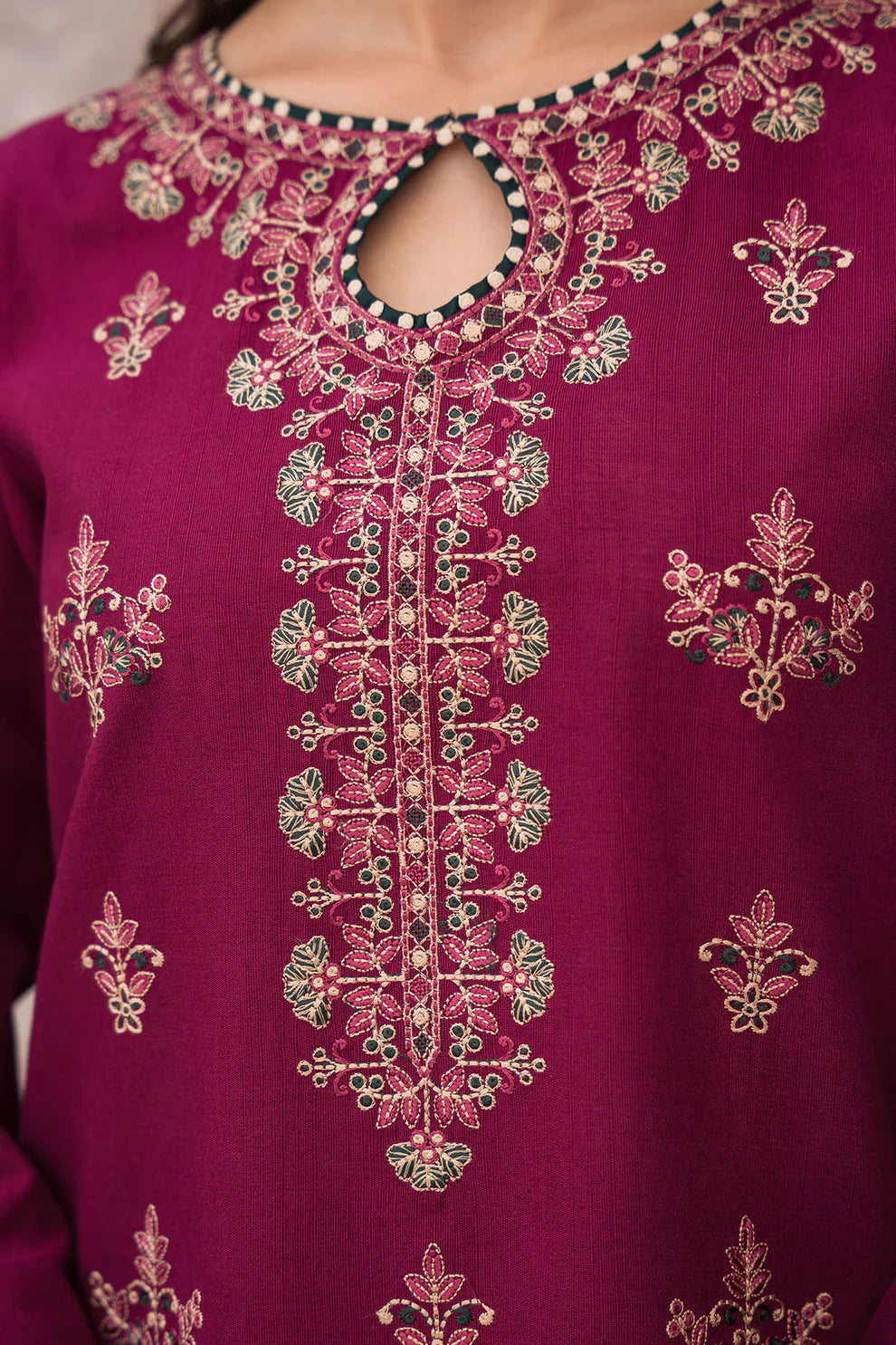 JAZMIN - Dhanak 3-Piece Unstitched Embroidered Suit