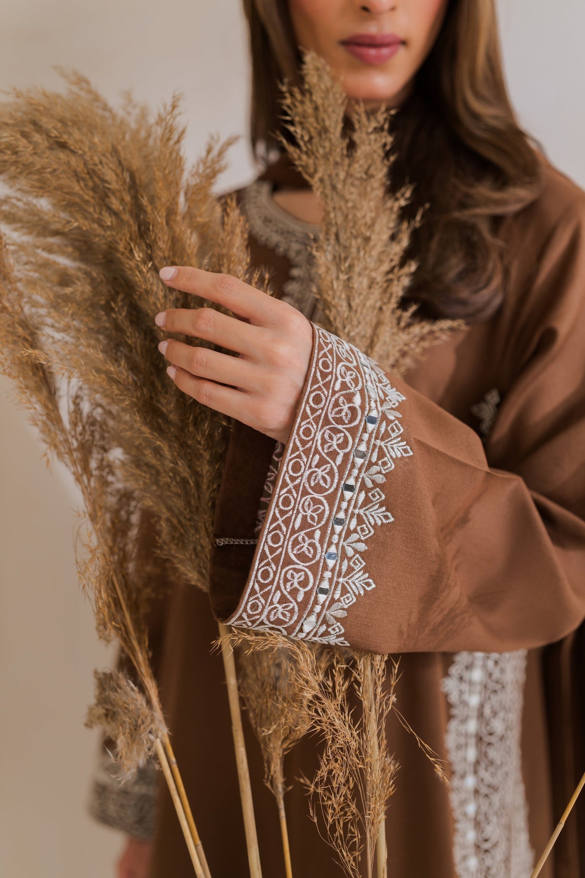 Royal Mocha - Embroidered 3PC Dress