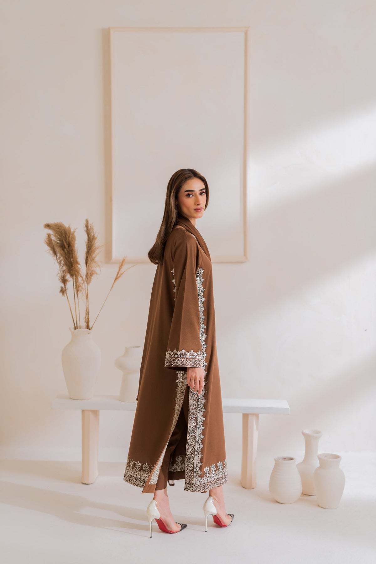 Royal Mocha - Embroidered 3PC Dress