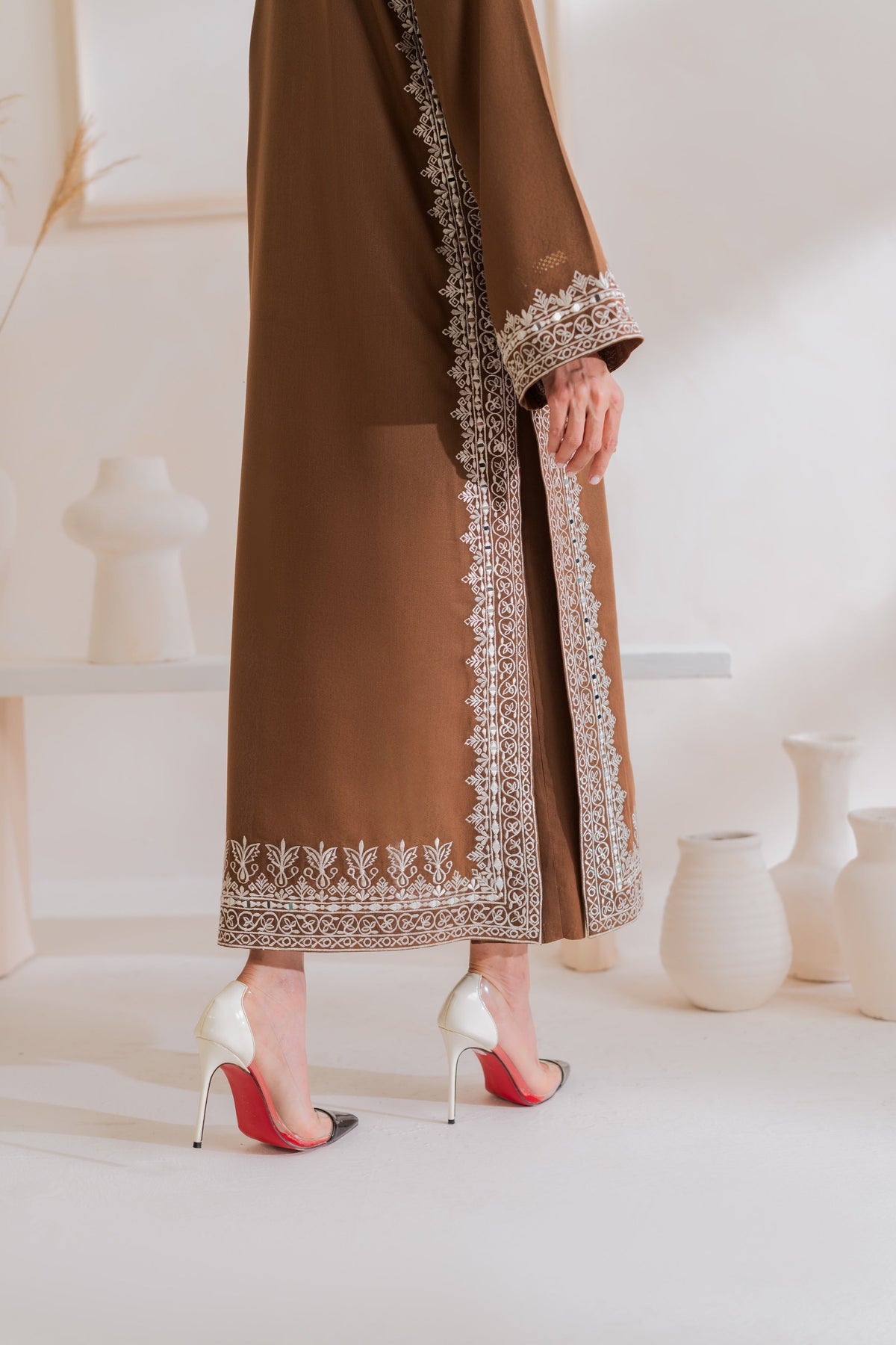 Royal Mocha - Embroidered 3PC Dress