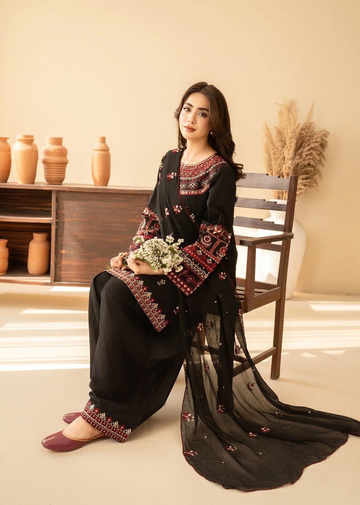Siyah Gul – Cotton Embroidered 3PC
