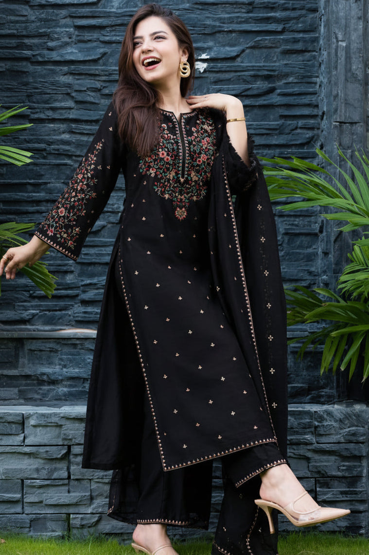 Batik - 3PC Unstitched Dhanak Embroidered Suit