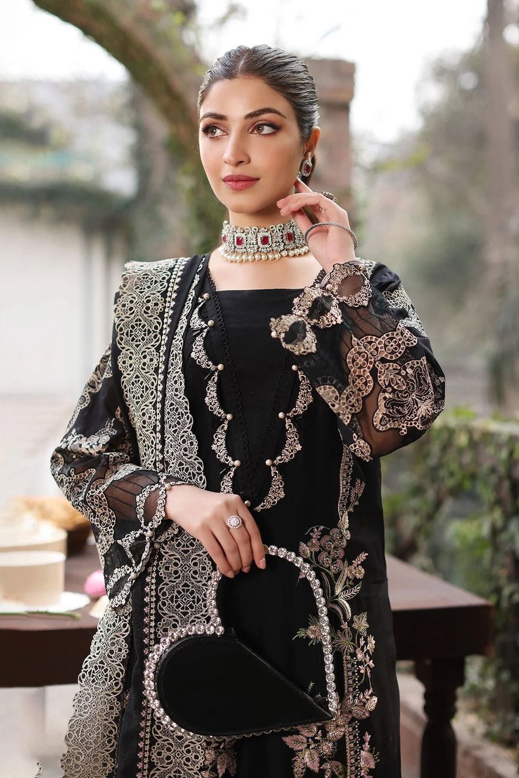 KAHF - Dhanak 3-Piece Unstitched Embroidered Suit